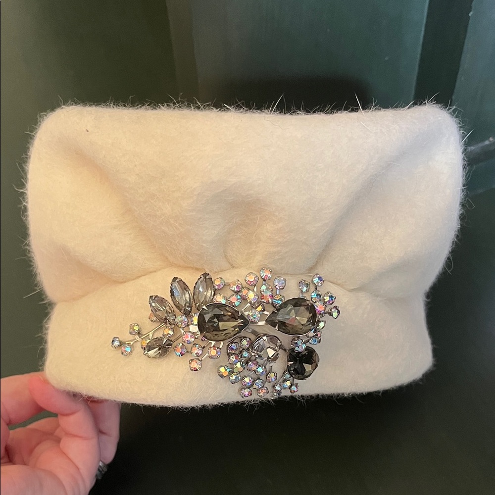 Elegant Cream Embellished Women's Hat